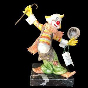 Fontanini Simonetti Clown Figure Depose 954 Italy Carrara Mable Base Resin Hobo